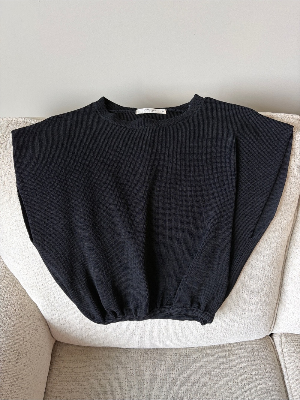 Women's Black Knit Tank Top with Elastic Hem